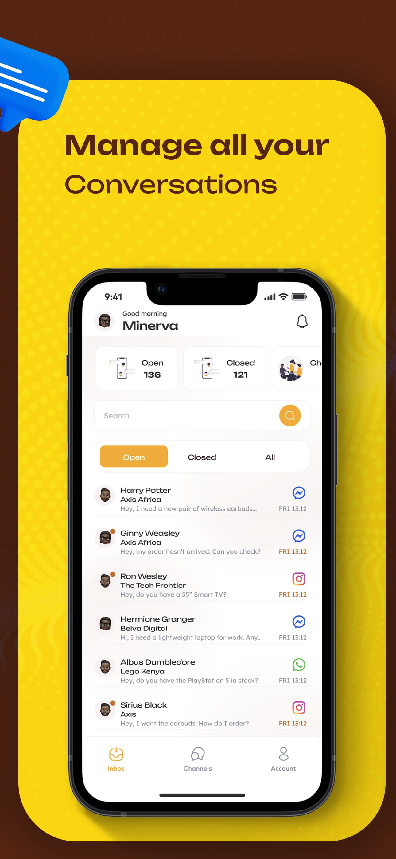 Axis Engage unified inbox — manage every conversation in one place.